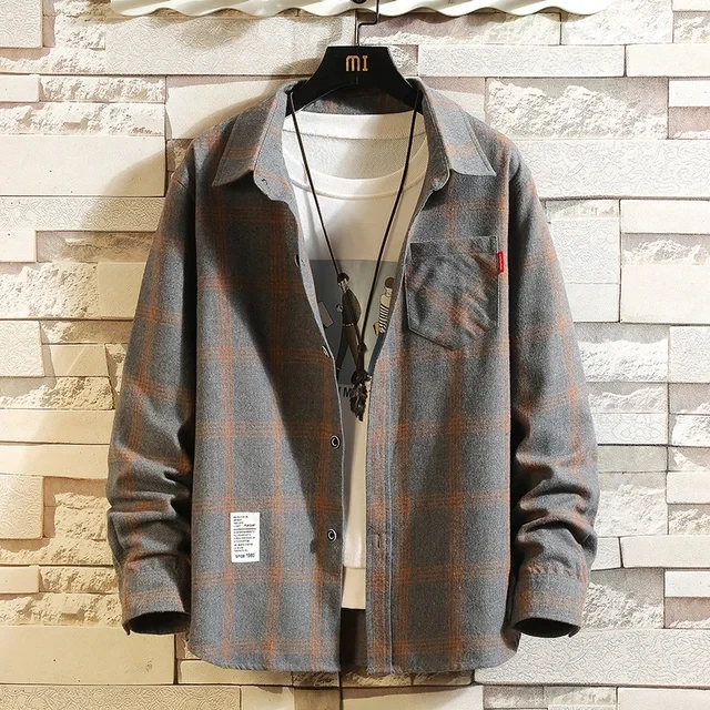 Camicia classica in flanella abbottonata scozzese da uomo