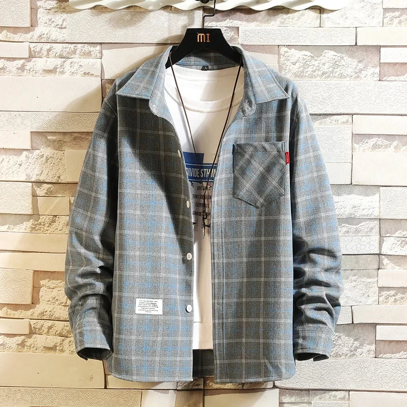 Camicia classica in flanella abbottonata scozzese da uomo