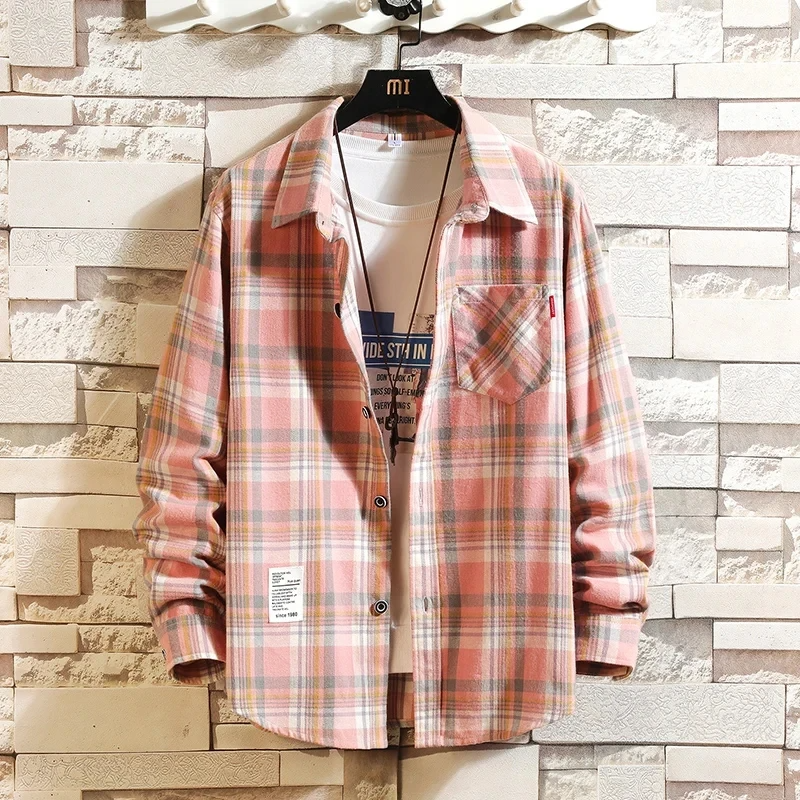 Camicia classica in flanella abbottonata scozzese da uomo