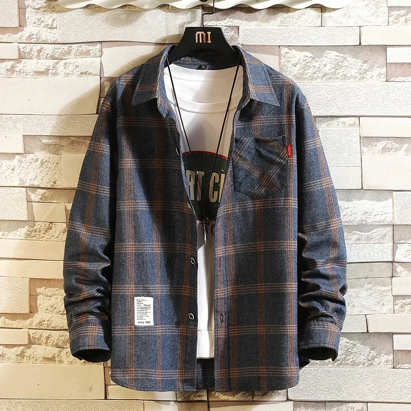 Camicia classica in flanella abbottonata scozzese da uomo