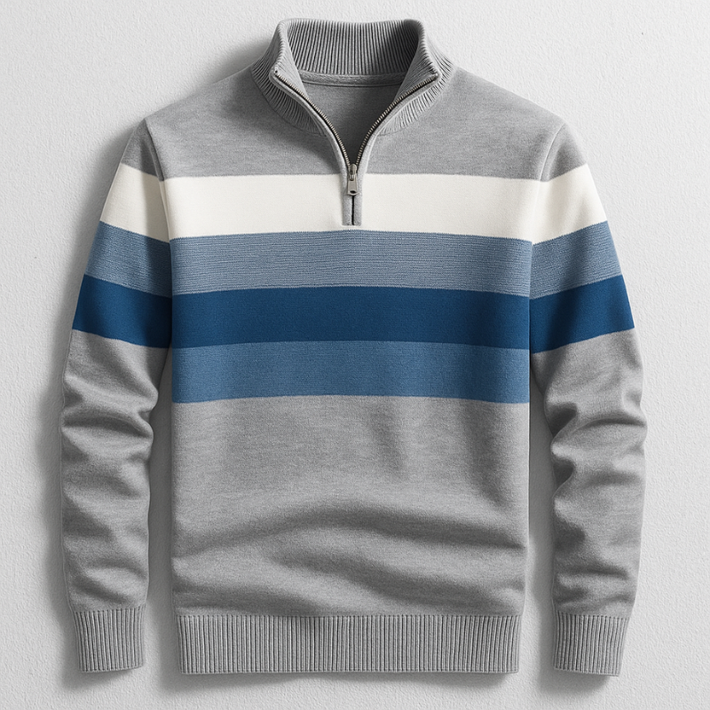 Pullover classico da uomo con zip a un quarto per stratificazione