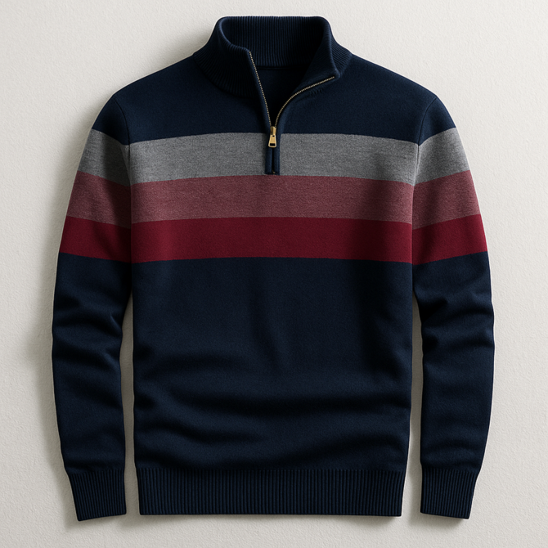 Pullover classico da uomo con zip a un quarto per stratificazione