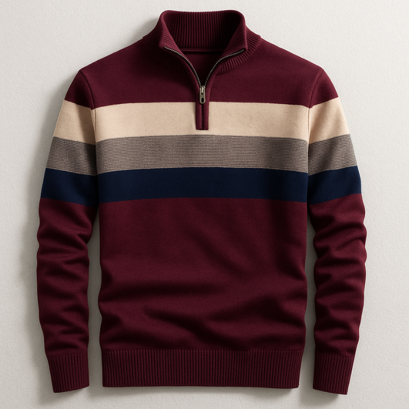 Pullover classico da uomo con zip a un quarto per stratificazione