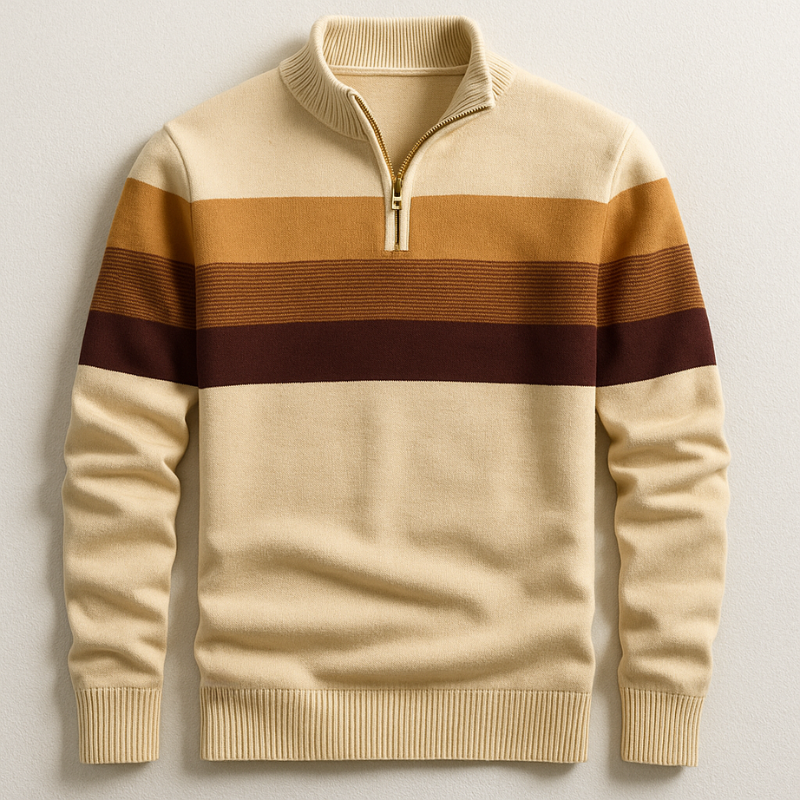 Pullover classico da uomo con zip a un quarto per stratificazione