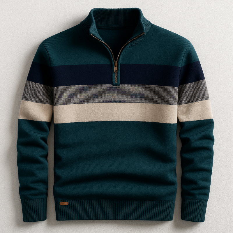 Pullover classico da uomo con zip a un quarto per stratificazione