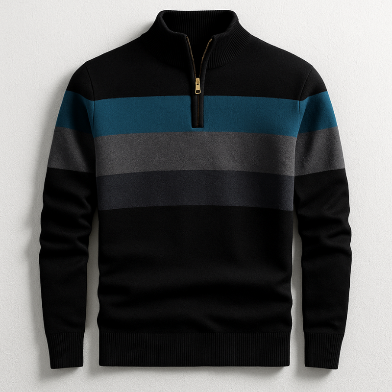 Pullover classico da uomo con zip a un quarto per stratificazione