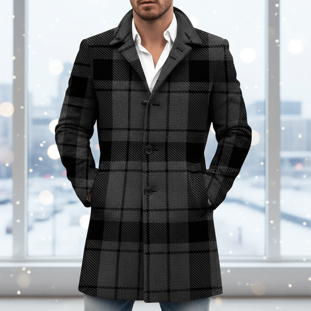Cappotto classico a quadri da uomo