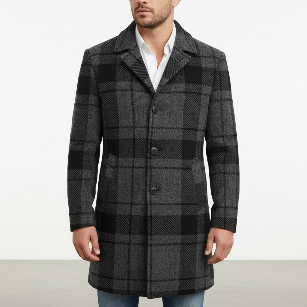 Cappotto classico a quadri da uomo