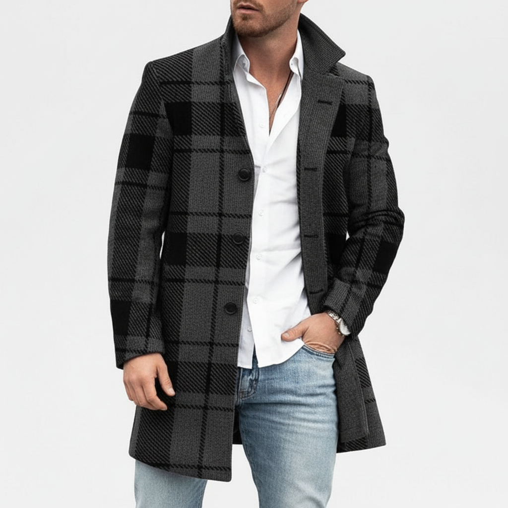 Cappotto classico a quadri da uomo
