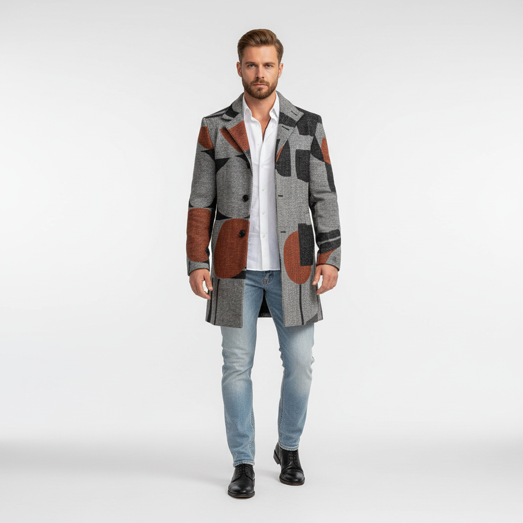 Cappotto classico a quadri da uomo