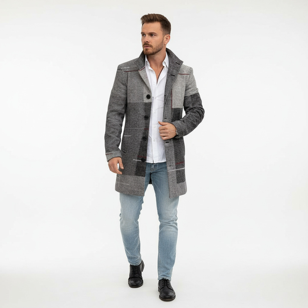 Cappotto classico a quadri da uomo
