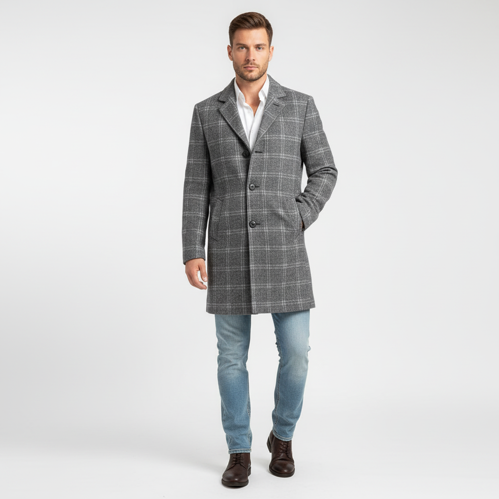 Cappotto classico a quadri da uomo