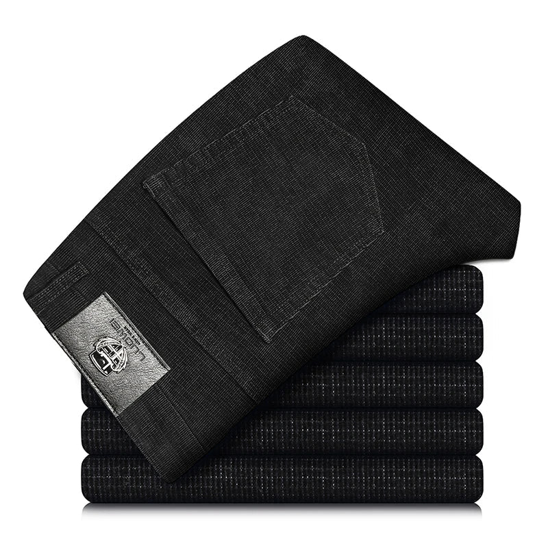 Pantaloni classici da uomo in velluto a coste elasticizzati per uno stile casual elegante