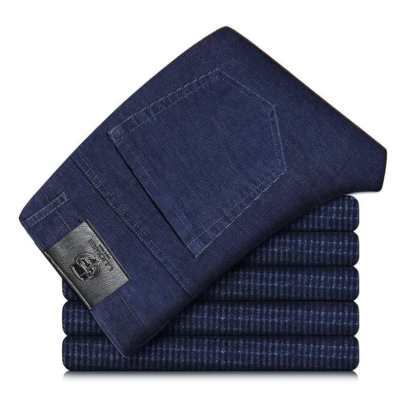 Pantaloni classici da uomo in velluto a coste elasticizzati per uno stile casual elegante