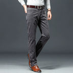 Pantaloni classici da uomo in velluto a coste elasticizzati per uno stile casual elegante