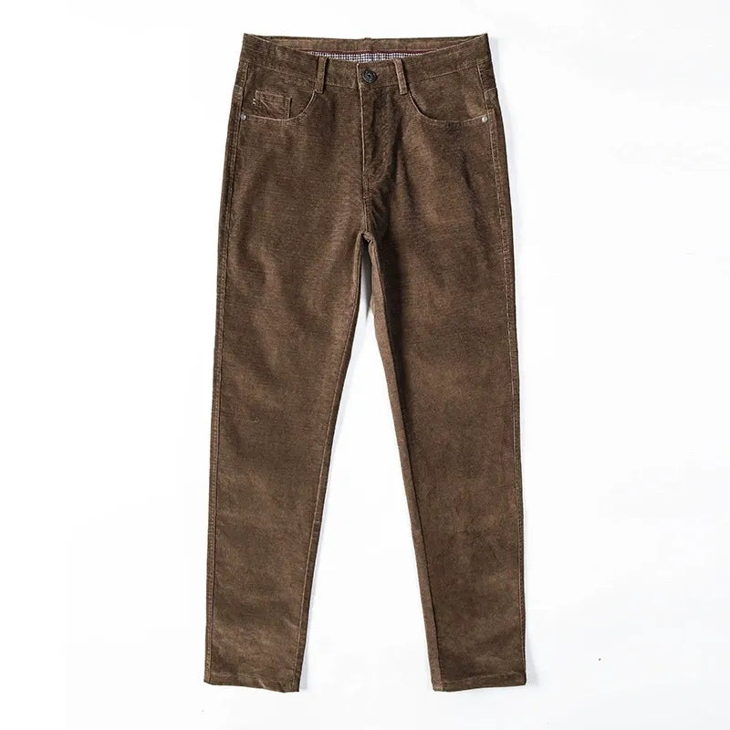 Pantaloni classici da uomo in velluto a coste elasticizzati per uno stile casual elegante