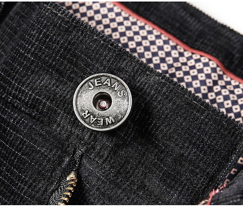 Pantaloni classici da uomo in velluto a coste elasticizzati per uno stile casual elegante