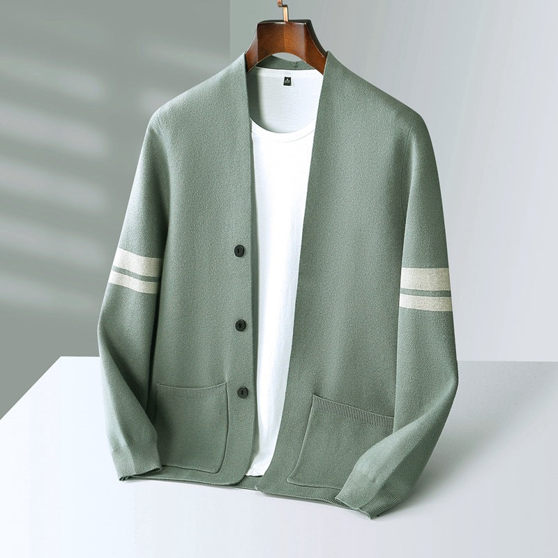 Maglione cardigan a righe classico da uomo