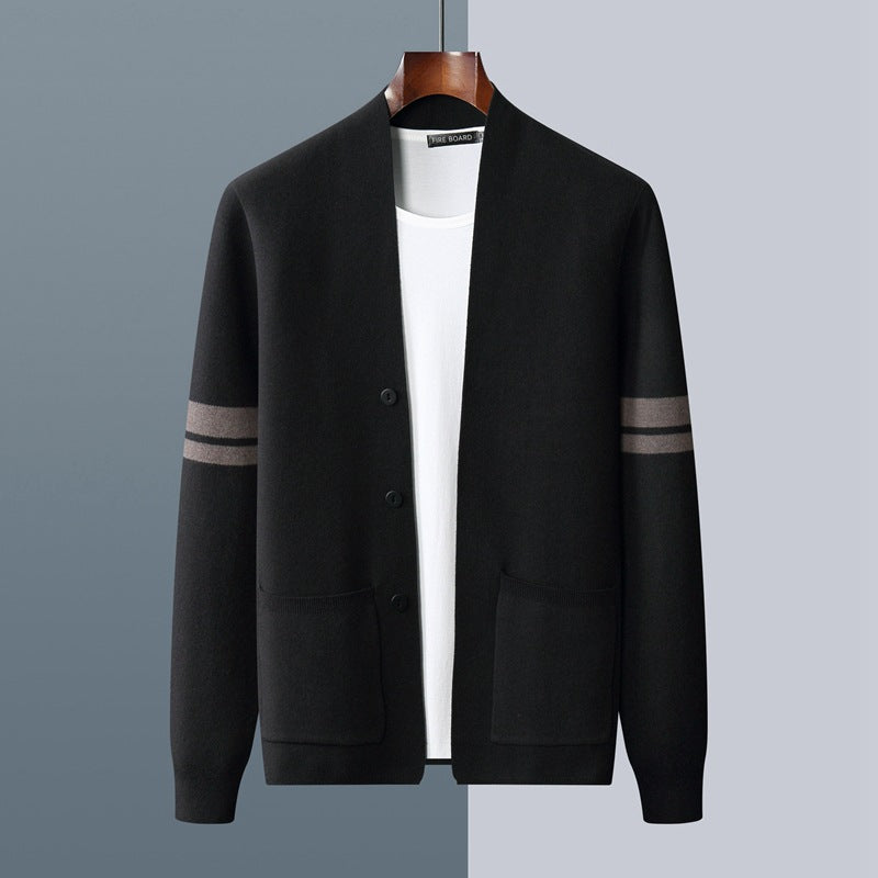 Maglione cardigan a righe classico da uomo