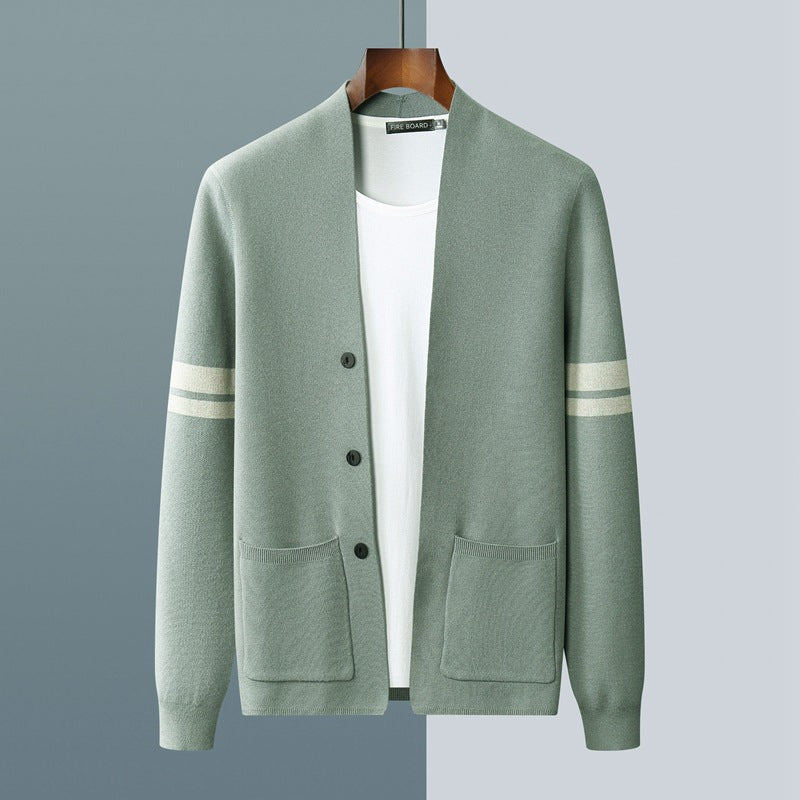 Maglione cardigan a righe classico da uomo