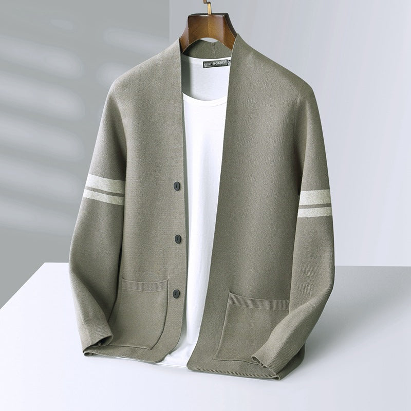 Maglione cardigan a righe classico da uomo