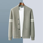 Maglione cardigan a righe classico da uomo