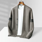 Maglione cardigan a righe classico da uomo