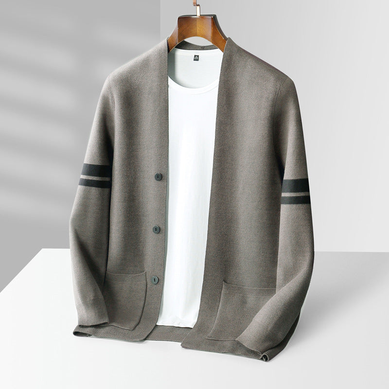 Maglione cardigan a righe classico da uomo