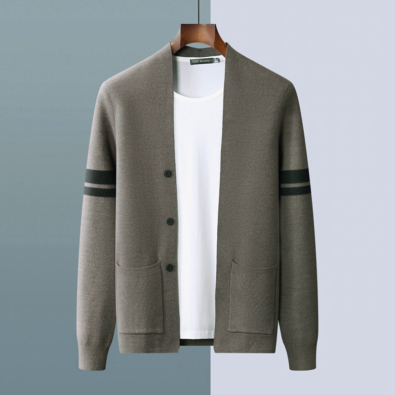 Maglione cardigan a righe classico da uomo