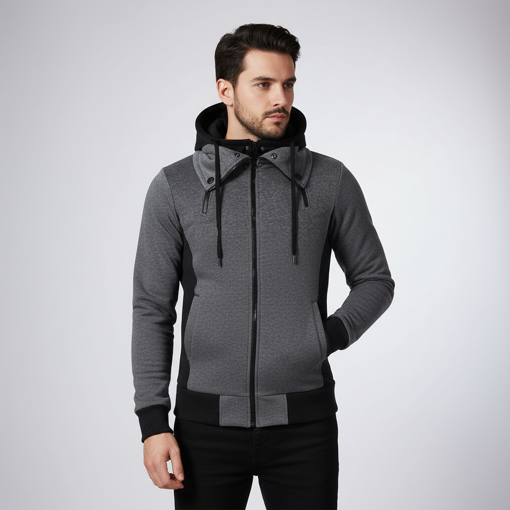Accogliente giacca con cappuccio in pile da uomo per l'inverno e l'autunno