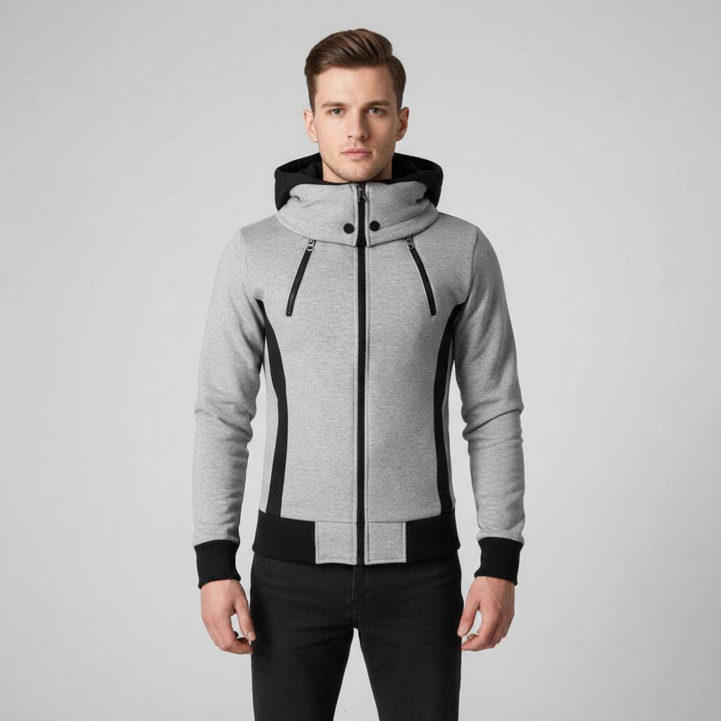 Accogliente giacca con cappuccio in pile da uomo per l'inverno e l'autunno