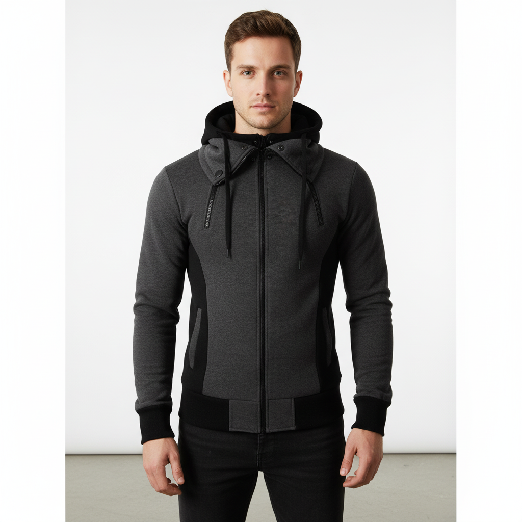 Accogliente giacca con cappuccio in pile da uomo per l'inverno e l'autunno
