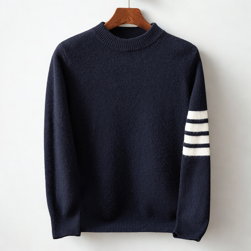 Comodo maglione pullover lavorato a maglia a righe da uomo