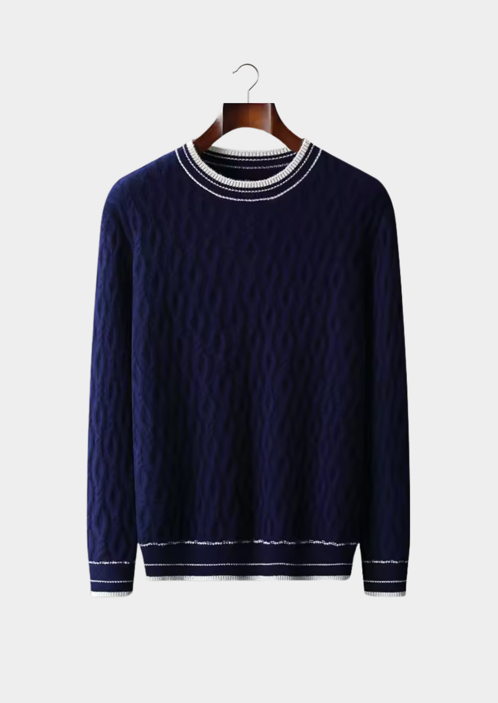 Maglione girocollo da uomo con finiture a righe per uno stile versatile