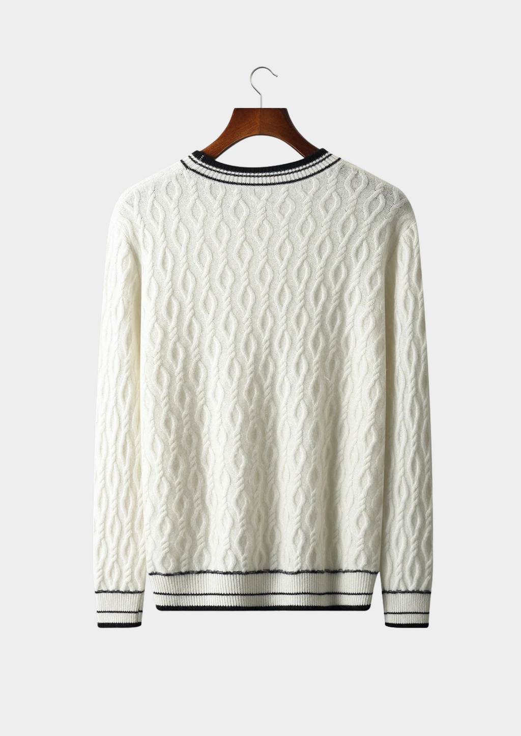 Maglione girocollo da uomo con finiture a righe: raffinato strato quotidiano