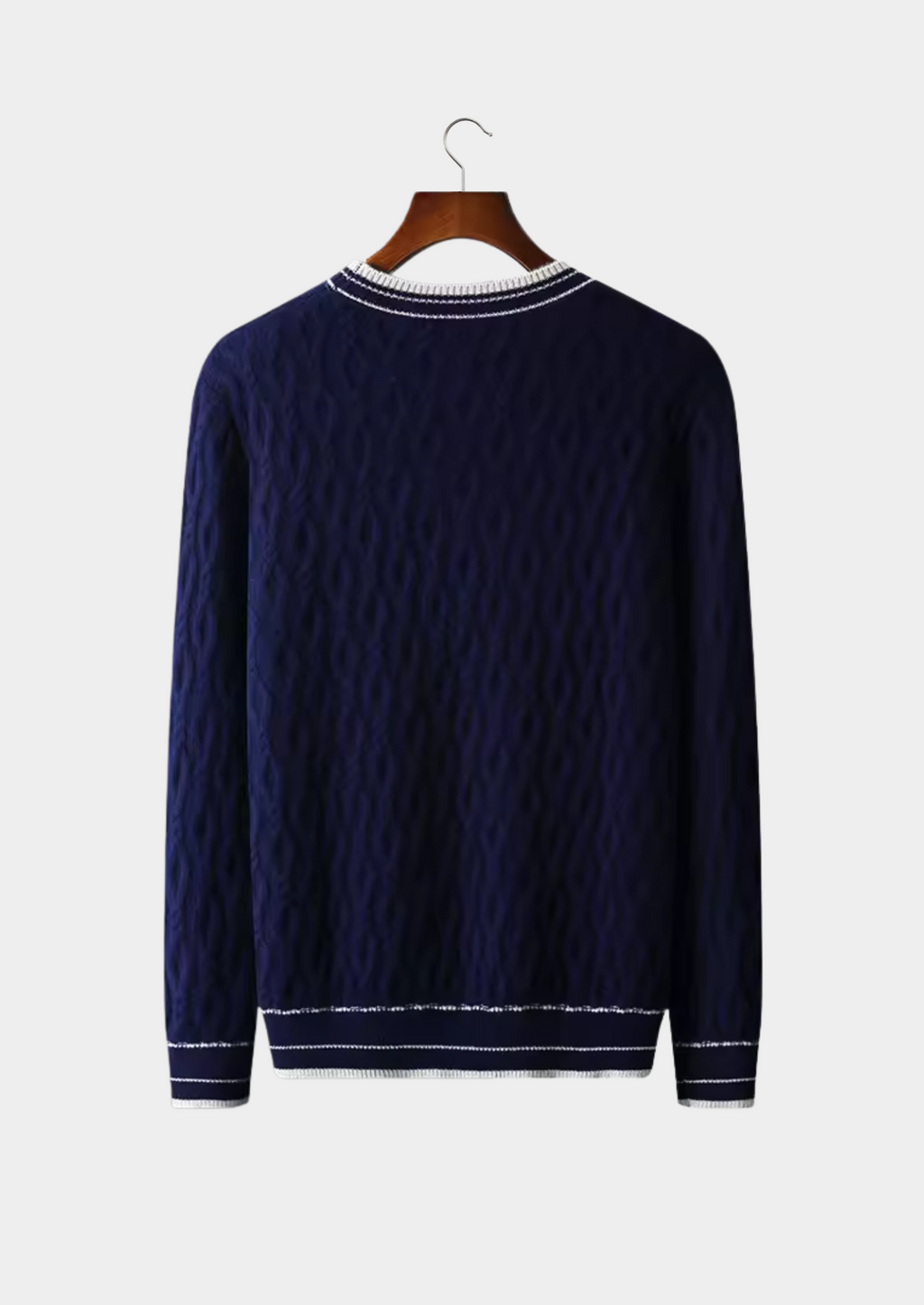 Maglione girocollo da uomo con finiture a righe: raffinato strato quotidiano