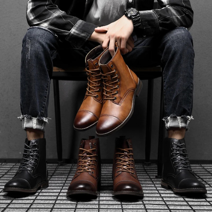 Stivali in pelle vintage Easton da uomo