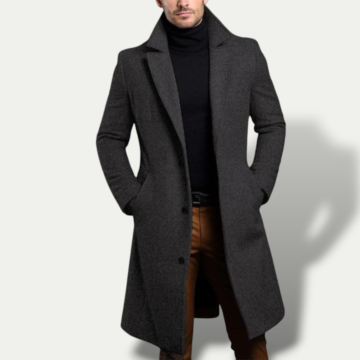 Cappotto lungo elegante monopetto da uomo - Capispalla per tutte le stagioni