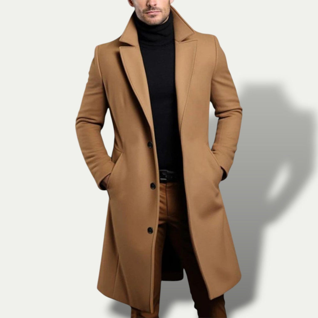 Cappotto lungo elegante monopetto da uomo - Capispalla per tutte le stagioni