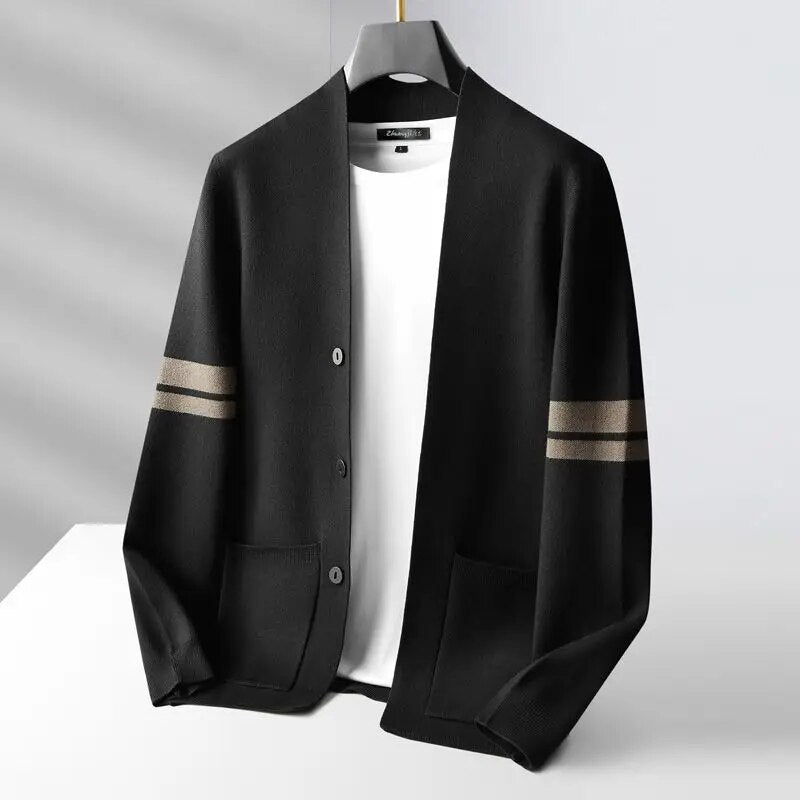 Maglione cardigan a righe elegante da uomo