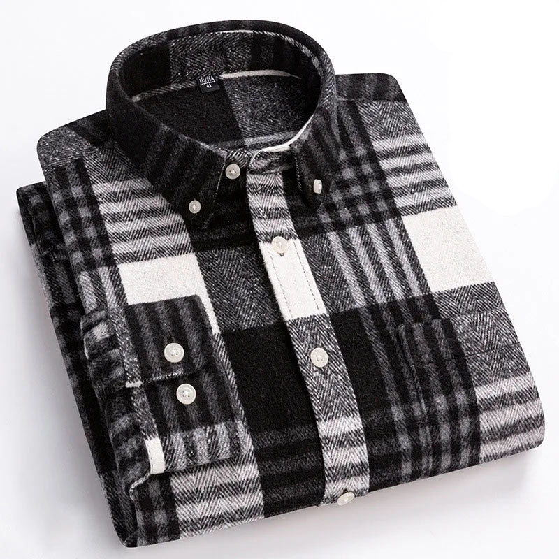 Camicia in flanella comfort quotidiana da uomo | Stile versatile con bottoni
