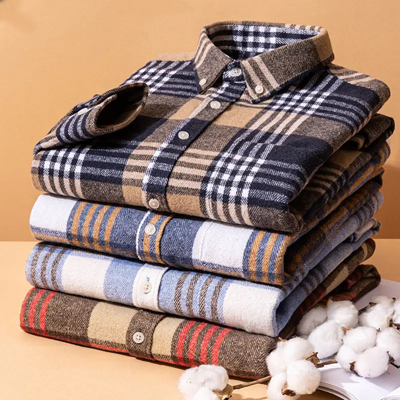 Camicia in flanella comfort quotidiana da uomo | Stile versatile con bottoni