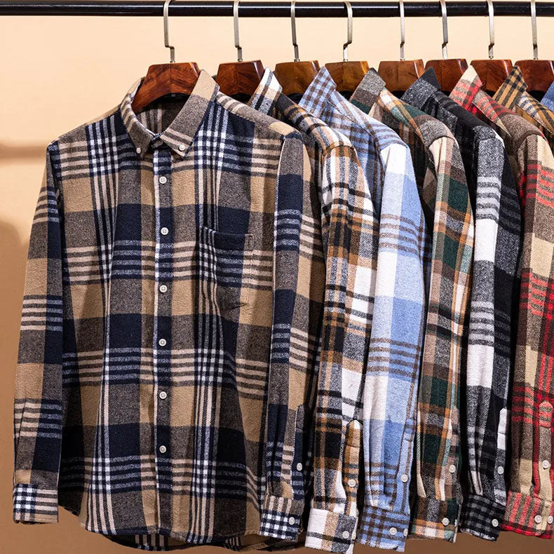 Camicia in flanella comfort quotidiana da uomo | Stile versatile con bottoni