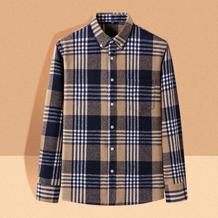 Camicia in flanella comfort quotidiana da uomo | Stile versatile con bottoni