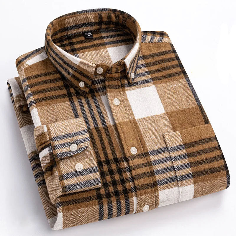 Camicia in flanella comfort quotidiana da uomo | Stile versatile con bottoni