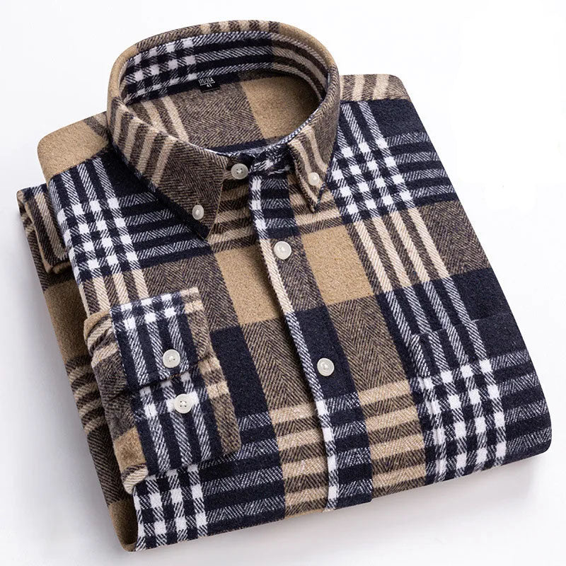 Camicia in flanella comfort quotidiana da uomo | Stile versatile con bottoni