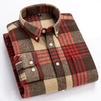 Camicia in flanella comfort quotidiana da uomo | Stile versatile con bottoni