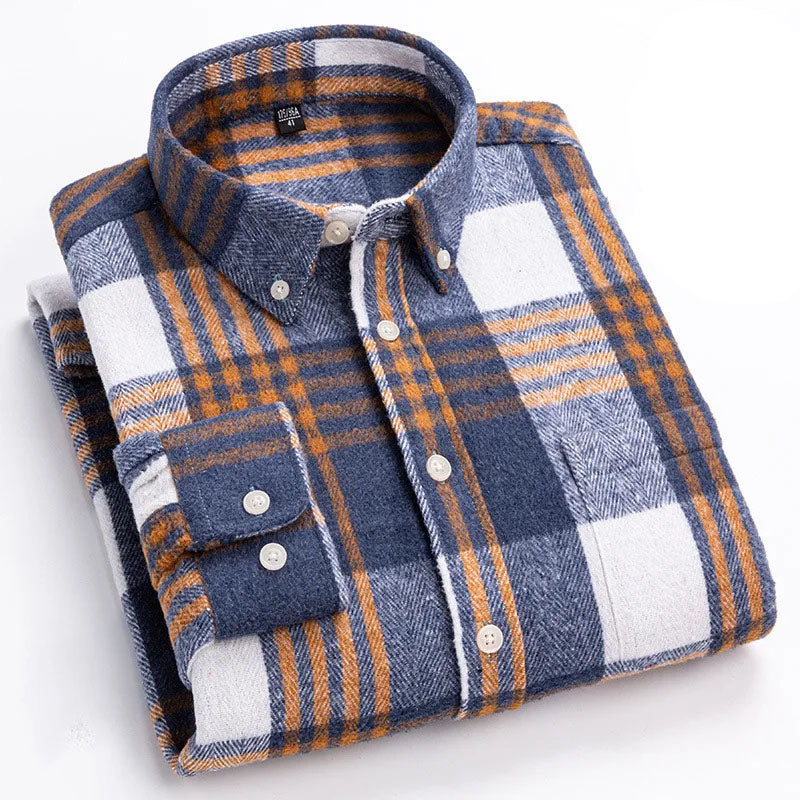 Camicia in flanella comfort quotidiana da uomo | Stile versatile con bottoni