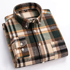 Camicia in flanella comfort quotidiana da uomo | Stile versatile con bottoni