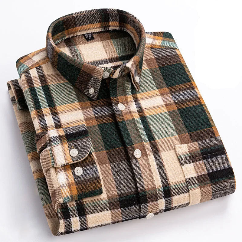 Camicia in flanella comfort quotidiana da uomo | Stile versatile con bottoni